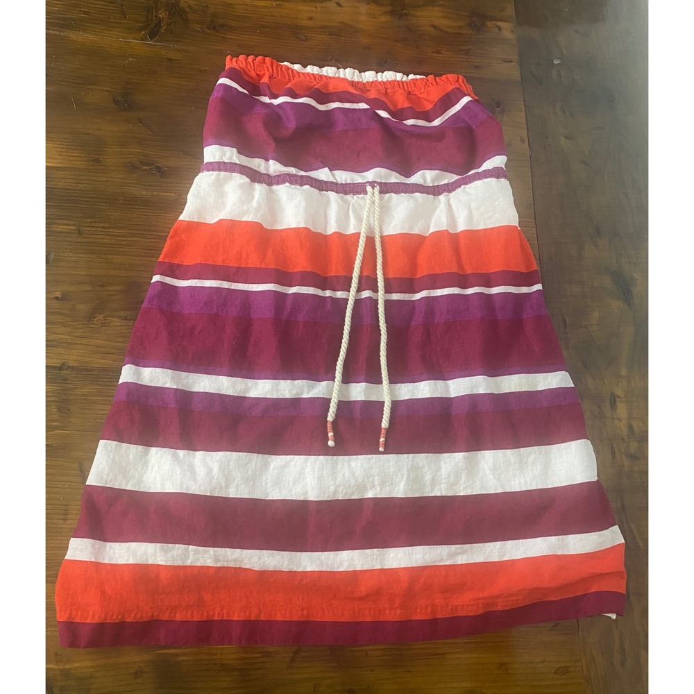 Gap women's striped vintage linen‎ cotton lined strapless dress SKU E114